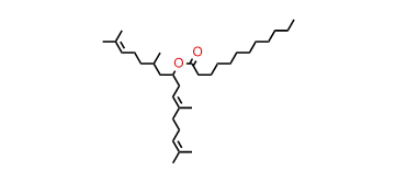 (E)-2,6,11,15-Tetramethyl-2,10,14-hexadecatrien-8-yl dodecanoate